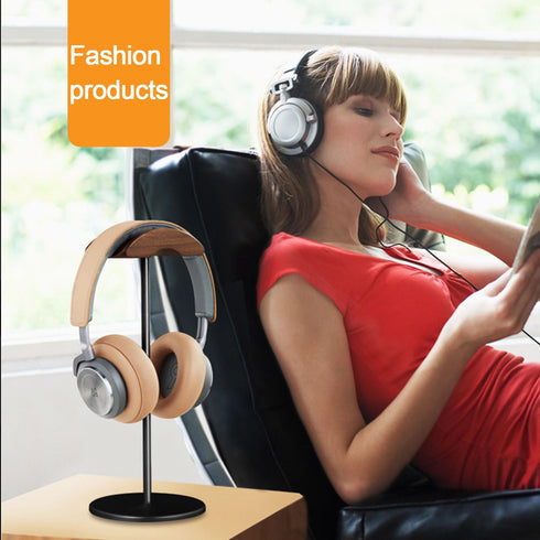 Headphone Stand Holder Headset Holder with Wood and Aluminum Desktop Headphone Stand Headset Stand for Desk with Solid Heavy Base Wood Headphones ...