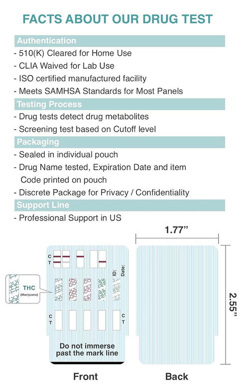 Easy@Home Multi-Drug Screen Test: 5 Pack Urine Drug Tests Kit, Testing BZO/COC/THC/MET/MOR/OXY/BAR/BUP/MTD/TCA, Instant Drugs Test Including Marij...
