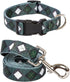 2PCS Dog Plaid Collars and Funny Leash Set Pet Gift Adjustable Dogs Green Checks Collars for Small to Large Pets (Medium)...