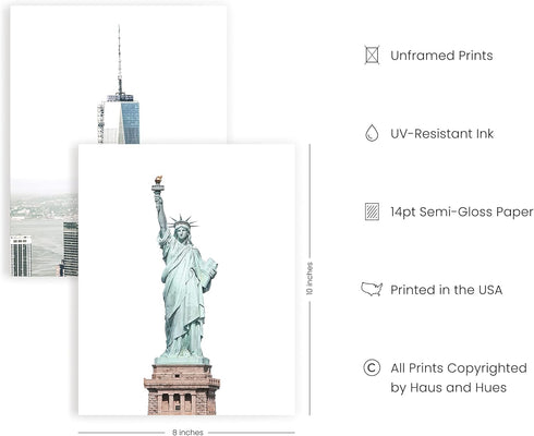 HAUS AND HUES New York City Wall Art Set of 6 - NYC Posters and Skyline Decor | 8" x 10" UNFRAMED...
