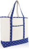 DALIX 22" Shopping Tote Bag Heavy Cotton Canvas (Zippered) Navy Blue Anchor...