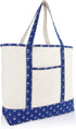 DALIX 22" Shopping Tote Bag Heavy Cotton Canvas (Zippered) Navy Blue Anchor...