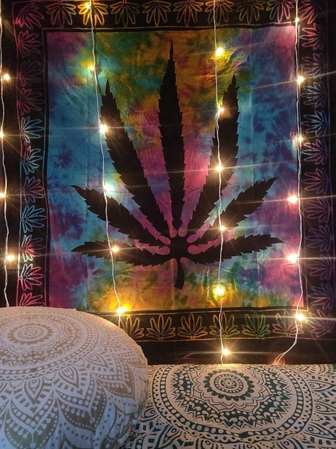 ICC Weed Tapestry Marijuana Wall Hanging leaf Poster Cannabis Hippie Decor Pot Flag Collage Dorm Trippy Bohemian Art psychedelic Small Hippie Rast...