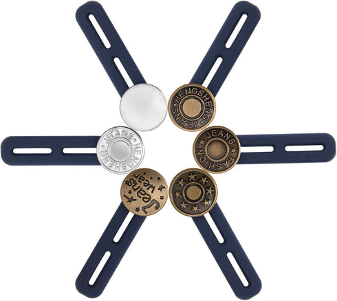 6 PCS Pants Extender Button, Luxiv Waistband Extender Buttons for Men and Women, Jeans Waist Extender Metal Buttons No Sew Button for Extender Jea...