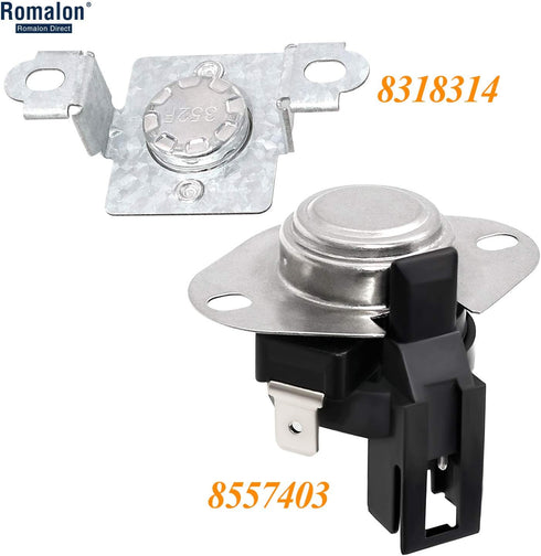 280148 (8557403&8318314) Thermal Cut Off Kit By Romalon Replacement Compatible with Whirlpool Dryers Includes Part # 8557403 Dryer Thermostat Kit & 352F Thermal Fuse 8318314