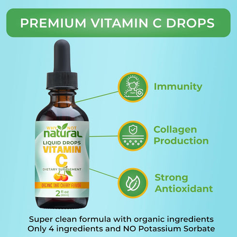Why Not Natural Organic Liquid Vitamin C Drops Supplement...