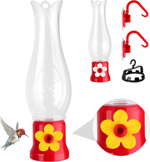 ORIENTOOLS Hummingbird Feeder 2Pack, Mini Hanging Flower Bird Feeders for Outdoors with 2 Window Mount Suction Cup Accessories, 1 Connector, 3.4 o...