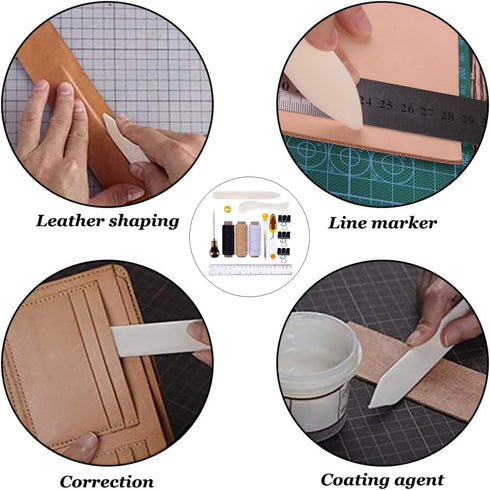 Goiio 19 Pieces Bookbinding Kit Starter Tools Set Bone Folder Paper Creaser, Waxed Thread, Awl, Large-Eye Needles for DIY Bookbinding Crafts and S...