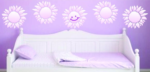 Sunshine Flower Stencil, 10 x 10 inch (M) - Large Flower Face Baby Childs Nursery Stencils for Painting Template...