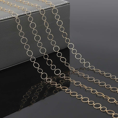 KYUNHOO 16.4ft/5m Chain for Jewelry Making Solid Brass Round Circles Link Chain Spool Necklace Earring DIY Jewelry Supplies Gold Plated Bulk Chain...