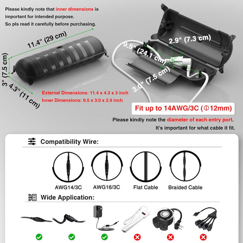 Flemoon Outdoor Extension Cord Safety Cover with Waterproof Protector Seal, Weatherproof Electrical Connection Box for Outdoor Outlets, Plugs, Soc...