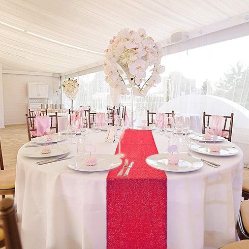 yuboo Red Sequin Table Runners,Glitter Table Runner 2 Pack 12''x108'' for Mother's Day/4th of July/Girls' Birthday Party/Wedding/Bridal Baby Showe...