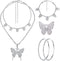 Bonuci 4 Pcs Butterfly Jewelry Set Butterfly Pendant Necklace Hoop Earrings Bracelet Ring Necklace Set for Women(Silver)...