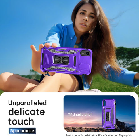 MERRO for iPhone XR Case with Screen Protector,Sliding Camera Cover,Military-Grade Cover with Magnetic Stand Phone Case 6.1" Purple......