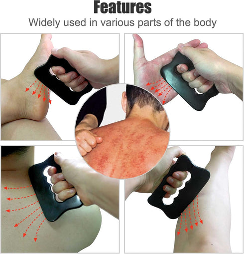 Gua Sha Massage Tool, Bian Stone Gua Sha Tool Gua Sha Stone for Soft Tissue Scraping, Used for Back, Legs, Arms, Neck,Shoulder(Black)...