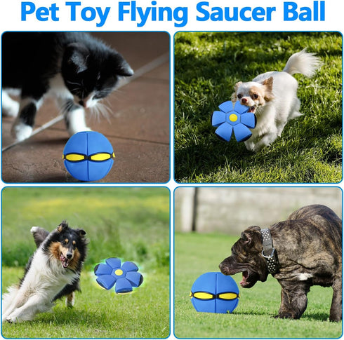 FlidRunest 2PCS Pet Toy Flying Saucer Ball, Flying Saucer Ball Dog Toy with 3 Light for Interactive Dog,Cats, Children's Foot Ball,Outdoor Games,C...