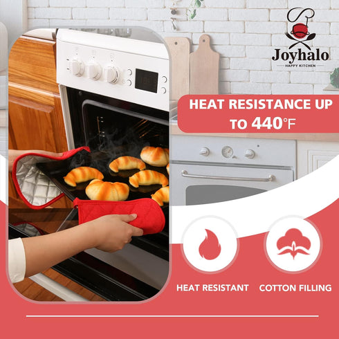 Joyhalo 6 Pack Pot Holders for Kitchen,Cotton Oven Holder with Great Heat Resistance,Non Slip Hot Pads for Kitchen Clearance,Red...