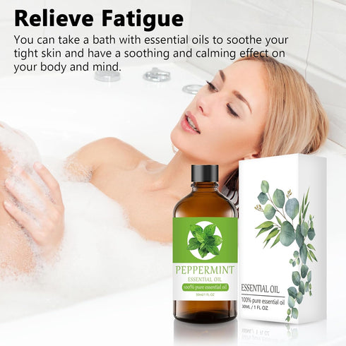 Peppermint Essential Oil 100% Pure & Natural Organic (1 Fl. Oz) for Humidifiers, Skin Care, Massage, Aromatherapy, Premium Delicate Grade with Gla...