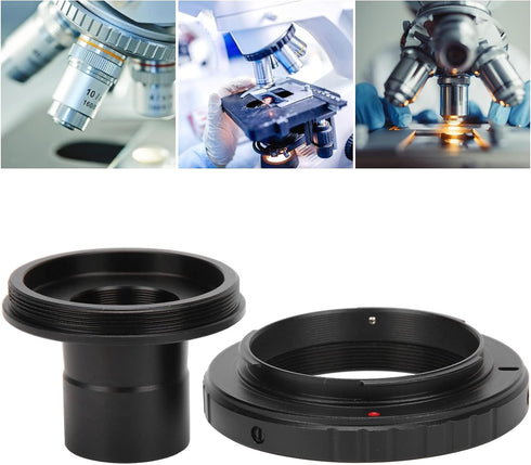 Zyyini Microscope Lens Adapter, Aluminium Alloy Black 23.2mm T-Mount Microscope to for Nikon F-Mount SLR Camera Biological Microscope Adapter Ring...