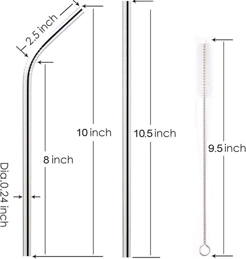 Reusable Straws - Stainless Steel Drinking - Set of 12 + 3 Cleaners - Eco Friendly, SAFE, NON-TOXIC non-plastic CocoStraw Brand...
