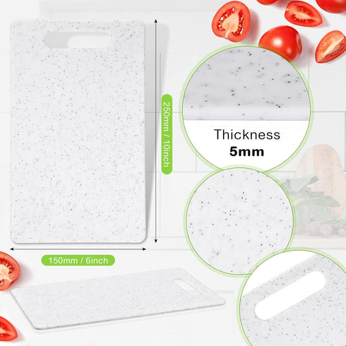 2 Pcs Small Cutting Board for Kitchen Mini Plastic Cutting Board Set Bar Dishwasher Safe Granite Color Cutting Board for Camping Food Fruits Prep ...