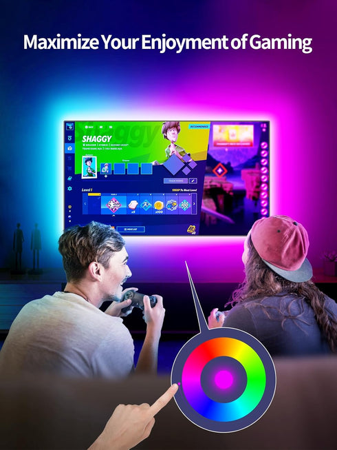 TV LED Backlight, 9.84ft LED Lights for 32-43in TV, RGB TV LED Lights Behind with Music Sync Bluetooth APP and Remote Control TV Light Strip USB P...