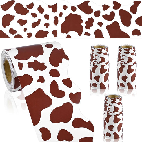 99 Feet Brown Cow Print Bulletin Board Border Trim Bulletin Board Back to School Classroom Chalkboard Decor Teacher Student Use for Classroom Scho...