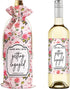Wine Bag with 2 Wine Bottle Labels Sticker, Reusable Burlap Wine Bags for Wine Bottles Stuff,Party Decorations-Engaged Wine Bag-Rose Decor...