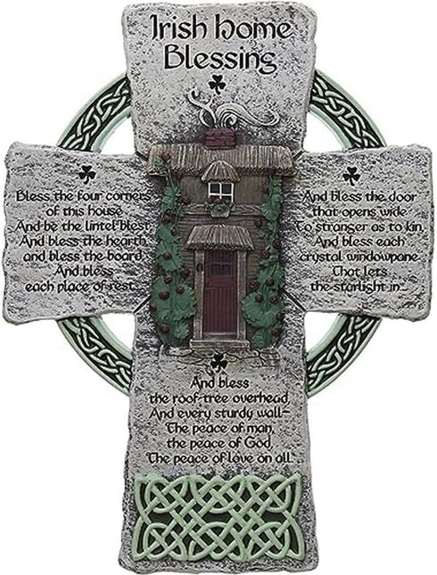 Cathedral Art Irish Home Blessing Resin Wall Cross, Housewarming or Wedding Gift with Blessing by Abbey & CA Gift, Gray, 6 x 8"...