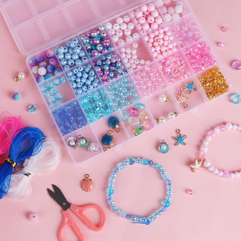 FOPINOA Bracelet Making Kit, Pearl Beads for Bracelet Making with Beautiful Ocean Pendant Charms and Elastic Strings for DIY Crafts Jewelry Bracel...