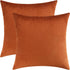 Mixhug Set of 2 Cozy Velvet Square Decorative Throw Pillow Covers for Couch and Bed, Burnt Orange, 18 x 18 Inches...