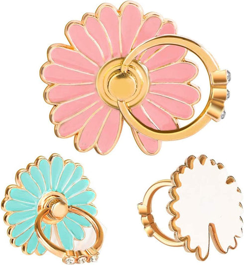 3-Pack Phone Ring Holder 360 Rotation Glitter Bling Bling Finger Bracket Stand Grip Kickstand for Smartphones,Tablets,Pads (Daisy Pink/White/Green...