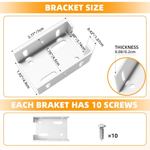 Aluminum Fence Bracket for Vinyl Fencing,Fence Bracket Used for Connecting Panel to Post,Vinyl Fence Brackets Fit 2.75in Rails,Heavy Duty Metal Fe...