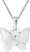 AeraVida Tropical Soul Butterfly Inlaid White Mother of Pearl .925 Sterling Silver Pendant Necklace | Butterfly Necklace | Mother of Pearl Butterf...