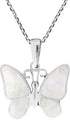 AeraVida Tropical Soul Butterfly Inlaid White Mother of Pearl .925 Sterling Silver Pendant Necklace | Butterfly Necklace | Mother of Pearl Butterf...