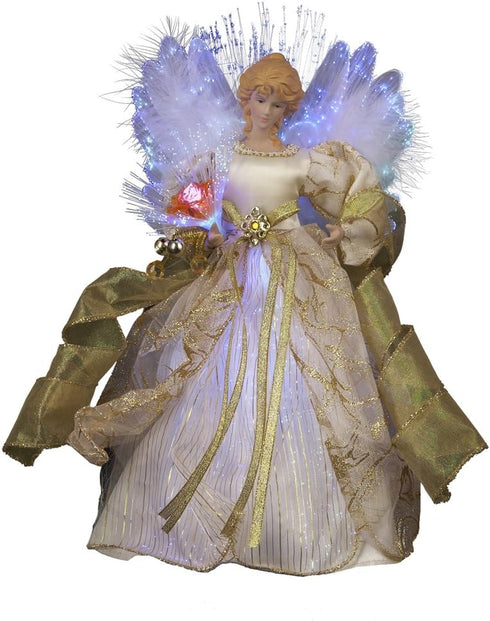 Kurt S. Adler CUL Fiber Optic LED Angel Christmas Treetop Figurine, 12-Inch, Ivory and Gold Tree Topper...