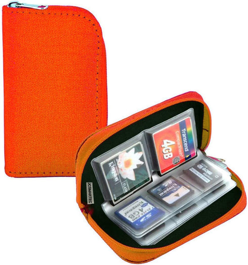 Memory Card Case - Carrying Case Suitable for Micro SD, Mini SD and 4X CF, Card Holder Bag Wallet for Media Storage Organization (Orange)...