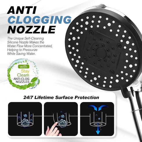 Shower Head, High Pressure 10-Mode Handheld Shower Head with Anti-Clog Nozzles, Built in Power Wash to Clean Corner,Tile,Tub & Pets...