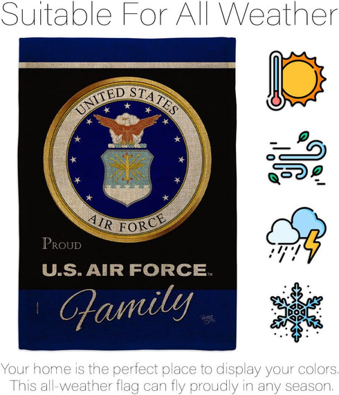 Air Force Proudly Family Burlap Garden Flag - Armed Forces USAF United State American Military Veteran Retire Official - House Decoration Banner Y...