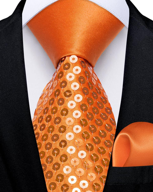 DiBanGu Mens Sequin Skinny Tie and Pocket Square Set,Shiny Solid Necktie Formal Satin Slim Ties for Party Wedding...
