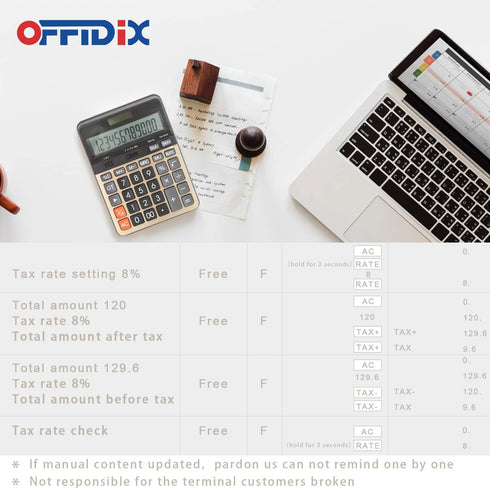 OFFIDIX Desktop Calculator 12 Digit with Large LCD Display, Desk Calculator Solar Battery Dual Power Electronic Calculator, Business Calculator wi...