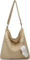 Covelin Womens Canvas Bag with Bear Pendant Crossbody Purse Top Zip Shoulder Handbag...