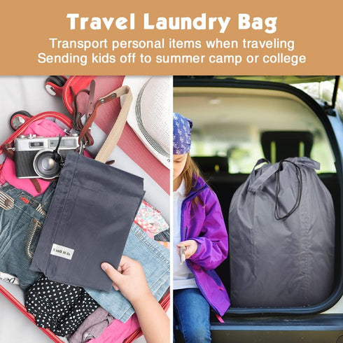 Washable Travel Laundry Bag with Handles and Drawstring (2 Pack), Heavy Duty Large Enough to Hold 3 Loads of Laundry, Fit a Laundry Basket or Clot...