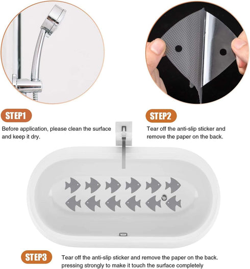Bathtub Stickers Non-Slip, 24 PCS Safety Shower Treads Adhesive Appliques with Premium Scraper (Gray)...