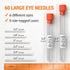 VONEEDL 60 PCS Large Eye Sharp Needles - Easy to Thread Big Eye Sewing Needles, Embroidery Needles (6 Sizes)...