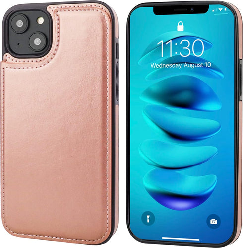 Compatible with iPhone 14 Plus Wallet Case with Card Holder, PU Leather Kickstand Card Slots Case, Double Magnetic Clasp and Durable Shockproof Co...