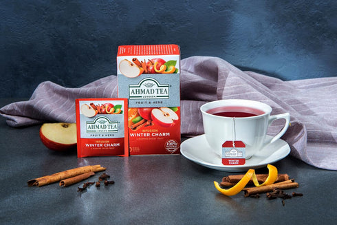 Ahmad Tea Herbal Tea, Apple, Cinnamon, & Orange Peel 'Winter Charm' Teabgas, 20 ct (Pack of 1) - Decaffeinated & Sugar-Free...