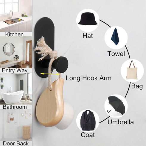 TocTen Adhesive Hook - 5 Pack Heavy Duty Sticky Towel/Robe Hook, Waterproof Stainless Steel Shower Hook, No Drill Stick on Wall Coat/Clothes Hooks...