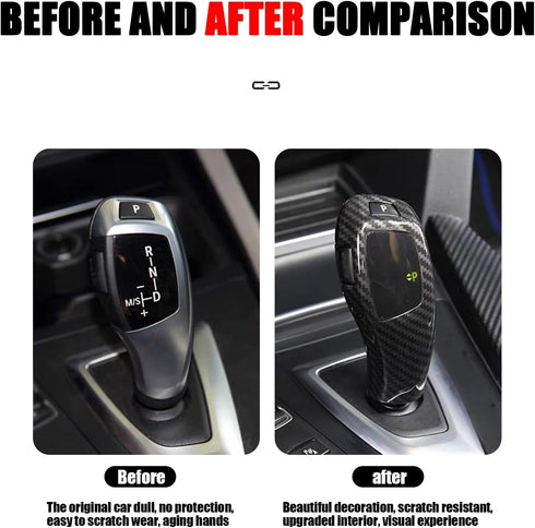 1 PC Car Gear Shift Head, ABS Carbon Fiber Pattern Shift Knob Cover Sticker, Replacement Decorative Accessories, for BMW 3 Series GT5 Series 1 Ser...