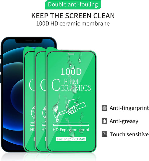 Screen Protector for iPhone (PACK OF 3), 100D Full covered, Premium 9H VIP Ceramic (11 Pro Max/Xs Max 6.5)...
